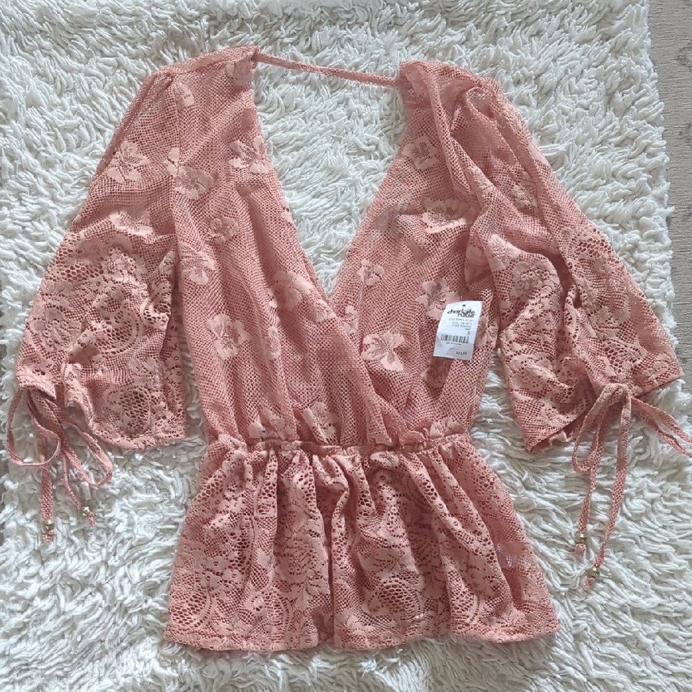 Charlotte Russe Coral Lace Top